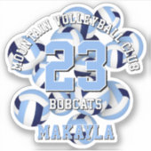 Sticker marine bleu clair volleyballs cluster w nom de l'a (Devant)