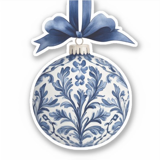 Sticker Marine bleu et blanc Chinoiserie Ornement de Noël (Devant)