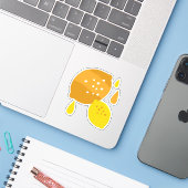 Sticker Marine Blue Lemon Art - Refresh Citrus Design (Ordinateur portable avec iPhone)