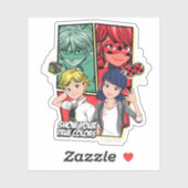 Sticker Marinette comique miqueuse & Adrien Véritables Cou (Feuille)