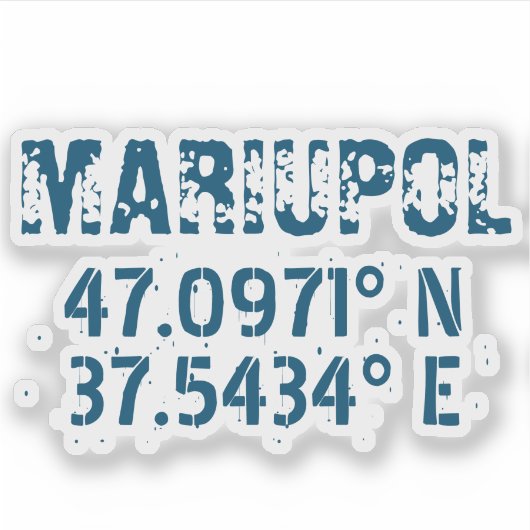Sticker Marioupol Ukraine Latitude & Longitude Distressed (Devant)
