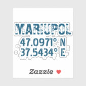 Sticker Marioupol Ukraine Latitude & Longitude Distressed (Feuille)