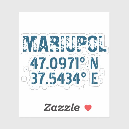 Sticker Marioupol Ukraine Latitude & Longitude Distressed (Feuille)