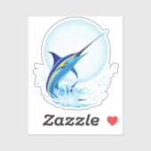 Sticker Marlin Bleu Jaillissant de l'Océan (Feuille)