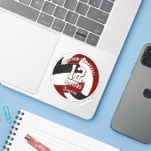 Sticker maroon black volleball équipe couleurs enfants nom (Ordinateur portable avec iPhone)