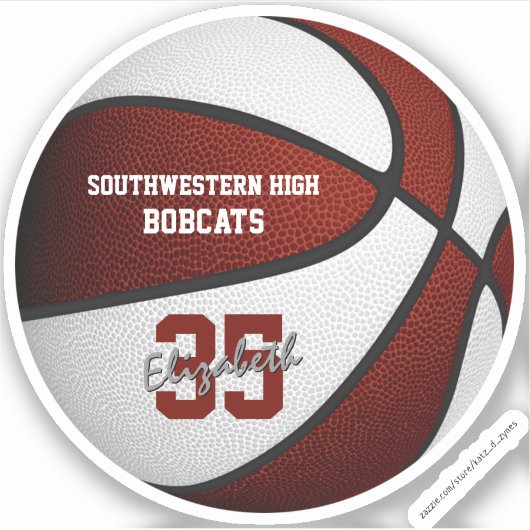 Sticker Maroon blanc basketball enfants équipe couleur cad (Devant)