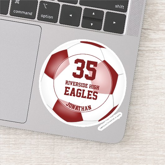 Sticker maroon blanc équipe couleurs garçons filles footba (Détail)