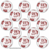 Sticker maroon blanc équipe couleurs garçons filles footba (Devant)