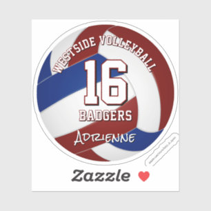 Sticker maroon blue volleball équipe couleurs enfants nom