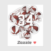 Sticker maroon couleurs de l'équipe basketballs nom de l'é (Feuille)