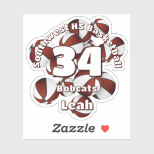 Sticker maroon équipe couleurs basket gamins sports
