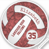 Sticker maroon filles volleyball w nom de l'équipe scolair (Devant)