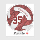 Sticker maroon girls volleyball équipe couleurs nom (Feuille)