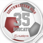 Sticker maroon gris nom athlète jersey numéro soccer (Devant)