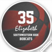 Sticker Maroon noir basketball équipe idées cadeaux (Devant)