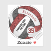 Sticker maroon noir girly volleyball école couleurs (Feuille)