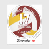 Sticker maroon or volleyball équipe couleurs enfants nom d (Feuille)