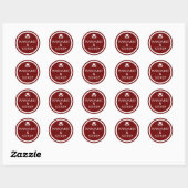 Sticker Maroon Red & White Mariage Circle Nom (Feuille)