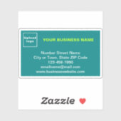 Sticker Marque d'affaires sur Turquoise rectangle vert Vin (Feuille)