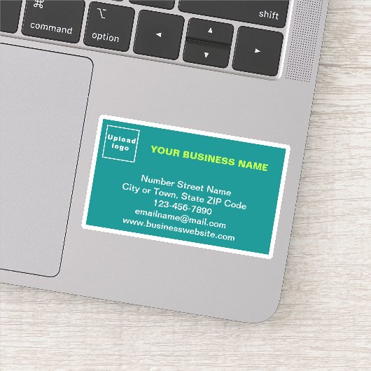 Sticker Marque d'affaires sur Turquoise rectangle vert Vin (Détail)