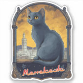 Sticker Marrakech Maroc Cat Retro (Devant)