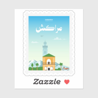 Sticker Marrakech Morocco Postage Stamp Travel