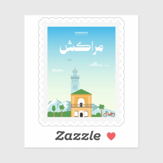 Sticker Marrakech Morocco Postage Stamp Travel (Feuille)