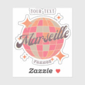 Sticker Marseille France City mode disco rose (Feuille)