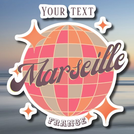 Sticker Marseille France City mode disco rose