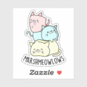 Sticker Marsh-meow-low Funny Chat Marshmallow Pun (Feuille)