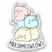 Sticker Marsh-meow-low Funny Chat Marshmallow Pun (Devant)