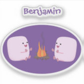 Sticker Marshmallows mignons roses par dessin animé sur le (Devant)