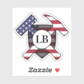 Sticker Marteaux de géologue avec vos initiales sur un Vin (Feuille)