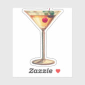Sticker Martini Cherry moderne du milieu du siècle (Feuille)