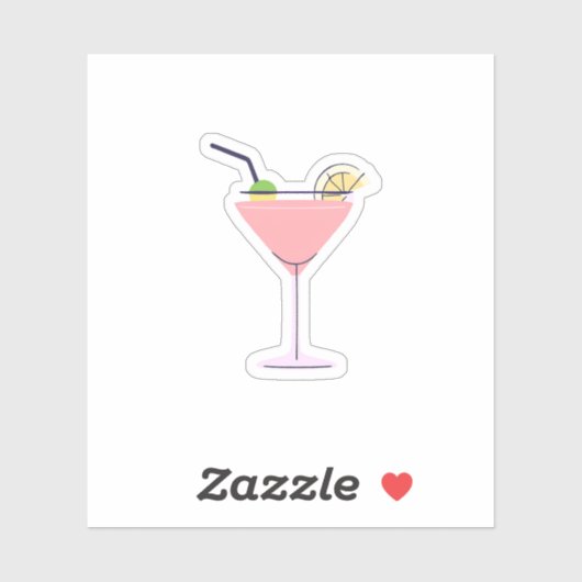 Sticker Martini rose (Feuille)