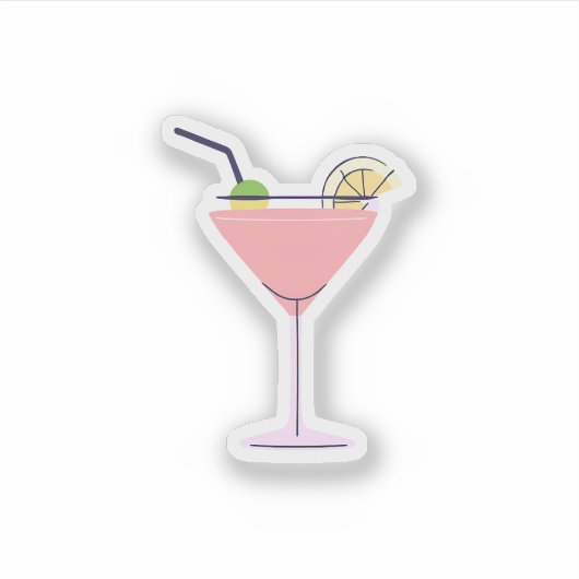 Sticker Martini rose (Devant)