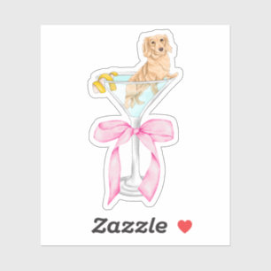 Sticker Martini Weenie Coquette Dachshund Aquarelle