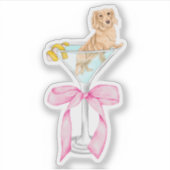 Sticker Martini Weenie Coquette Dachshund Aquarelle (Devant)