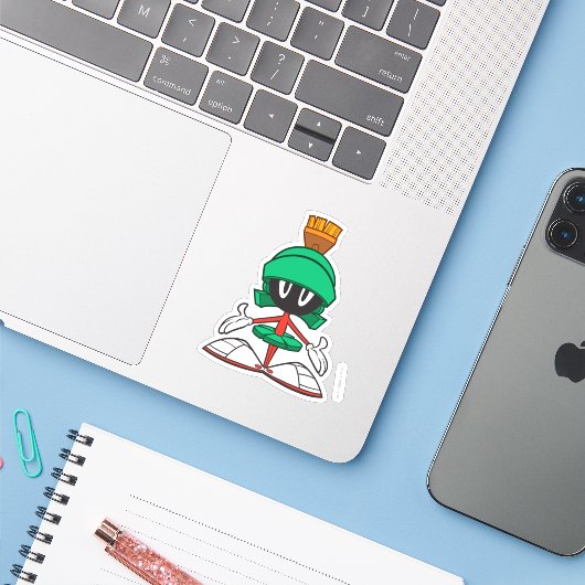 Sticker MARVIN MARTIAN™ Front (Ordinateur portable avec iPhone)
