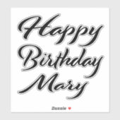 Sticker Mary Name Prénom Anniversaire de la Broderie noire (Feuille)