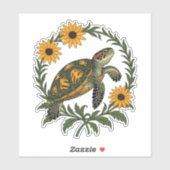 Sticker Maryland Terrapin And Black Eyed Susan Flowers (Feuille)