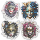 Sticker Mascarade carnaval masques visage femmes masqué (Devant)