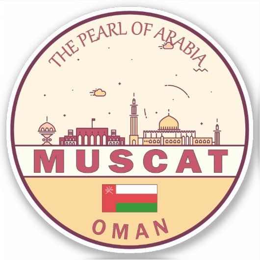 Sticker Mascate Oman City Skyline Emblem (Devant)