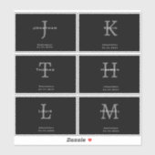 Sticker Masculine Black and White  Initial + Name Monogram (Feuille)