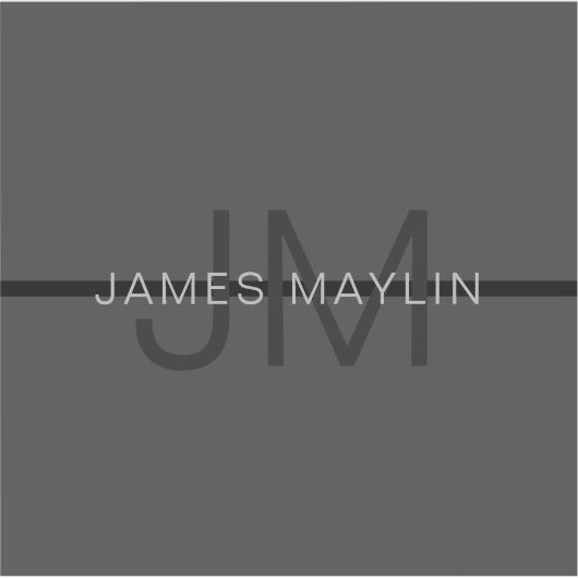 Sticker Masculine élégant gris foncé Nom et monogramme (Devant)