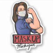 Sticker Mask Up Michigan Gretchen Whitmer Michigander (Devant)