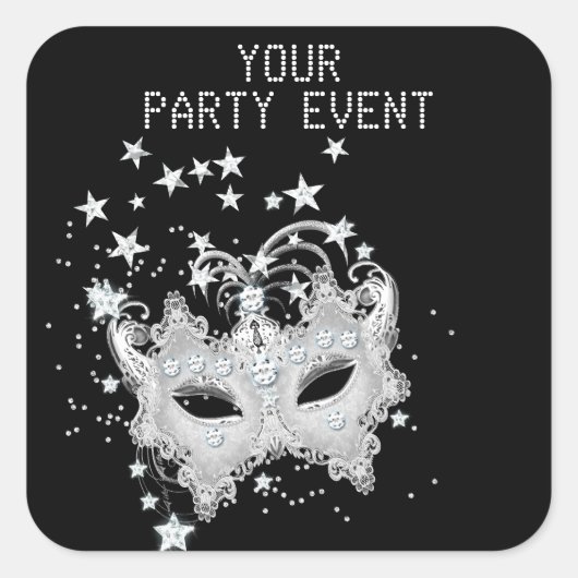 Sticker MASK White Silver Party (Devant)