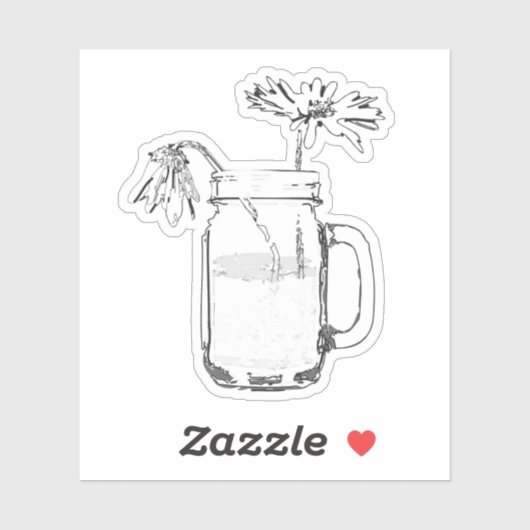 Sticker mason jar daisies (Feuille)