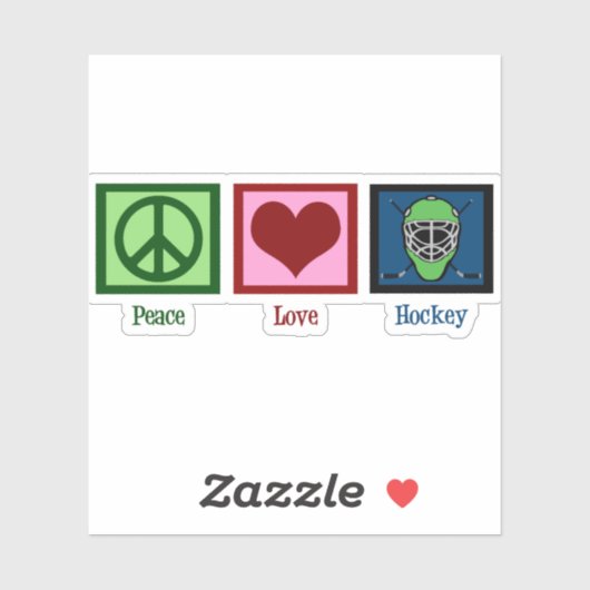 Sticker Masque de hockey Peace Love (Feuille)