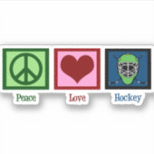 Sticker Masque de hockey Peace Love (Devant)